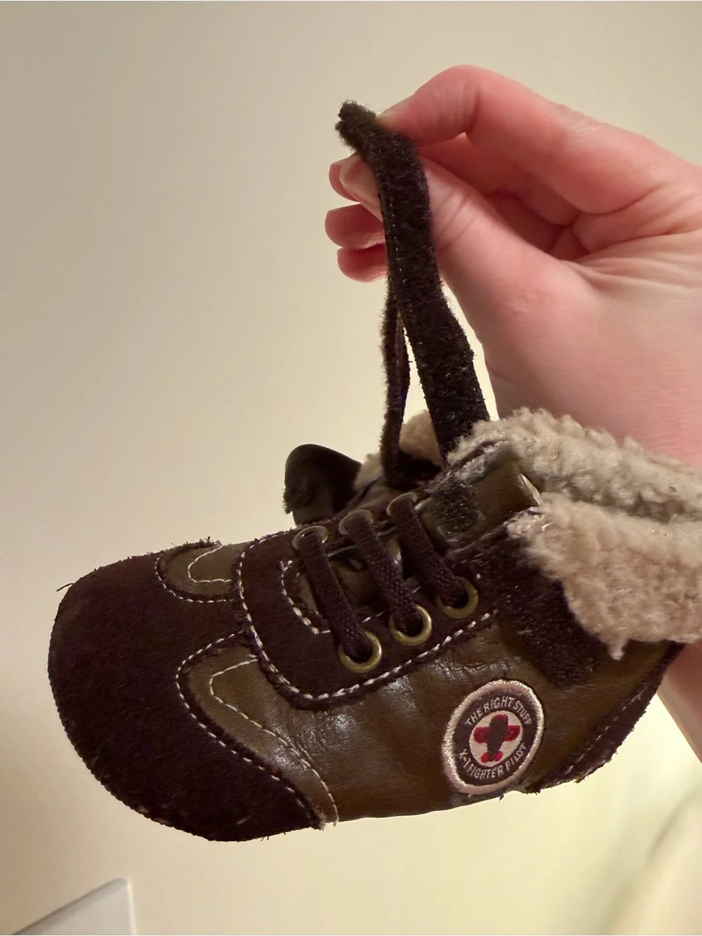Robeez Infant Brown Fleece-Lined Ankle Aviator Boots- Size 3